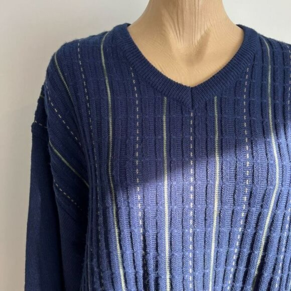 Vintage Arnold Palmer Men’s XL Pullover Wool Grandpa Crewneck Sweater Navy Blue - Picture 2 of 9